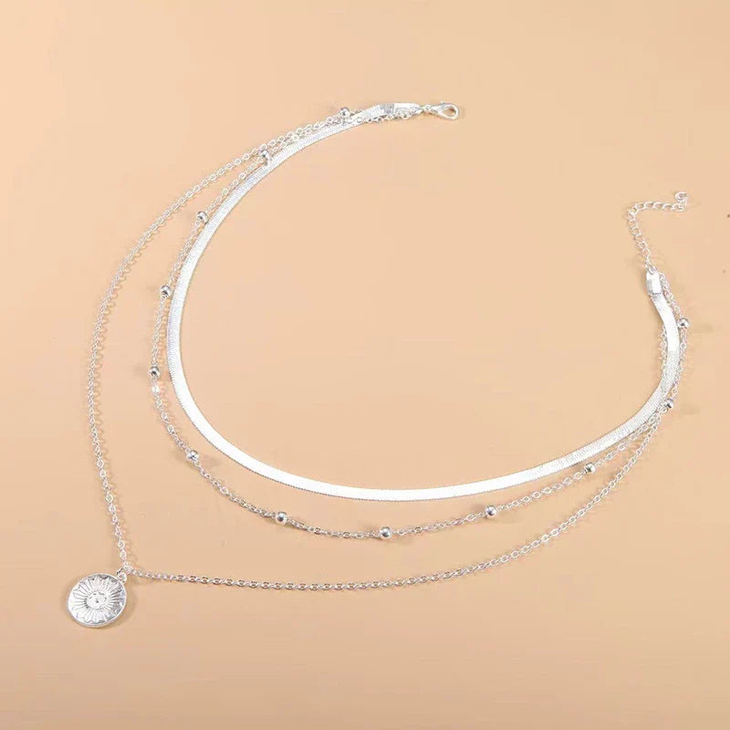 Necklace Three-Layer 925 Sterling Silver