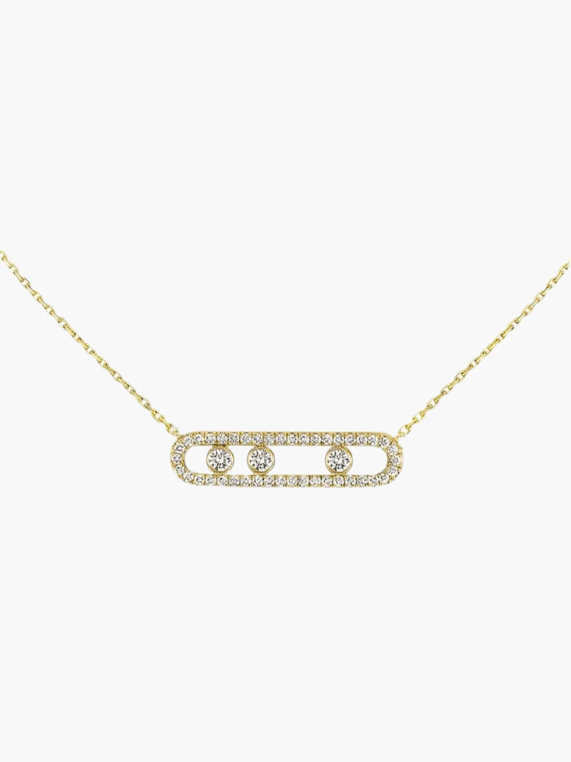 Necklace Three Moving Diamonds Adjustable Length