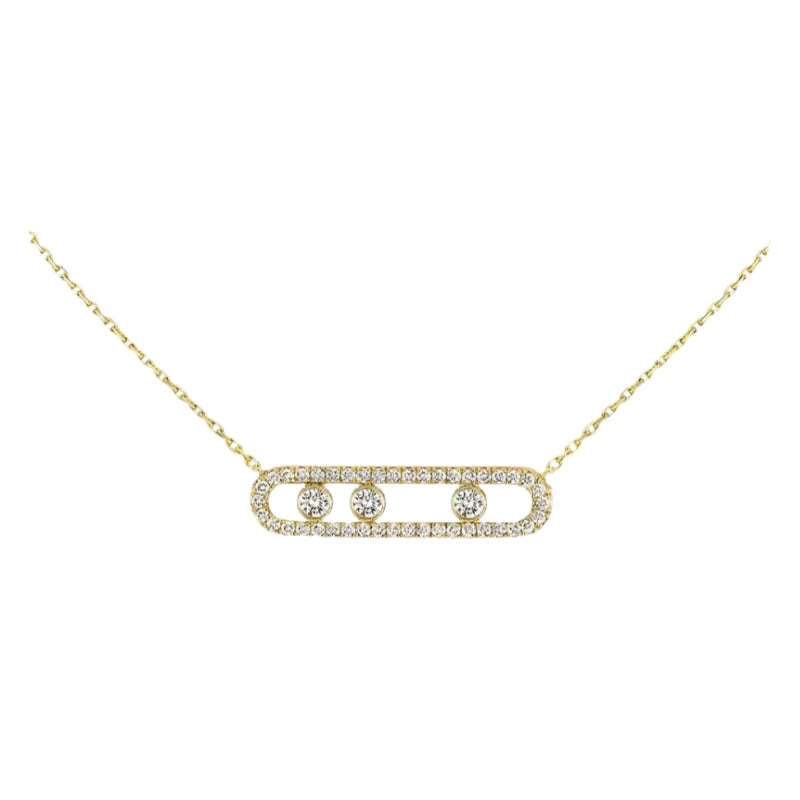 Necklace Three Moving Diamonds Adjustable Length