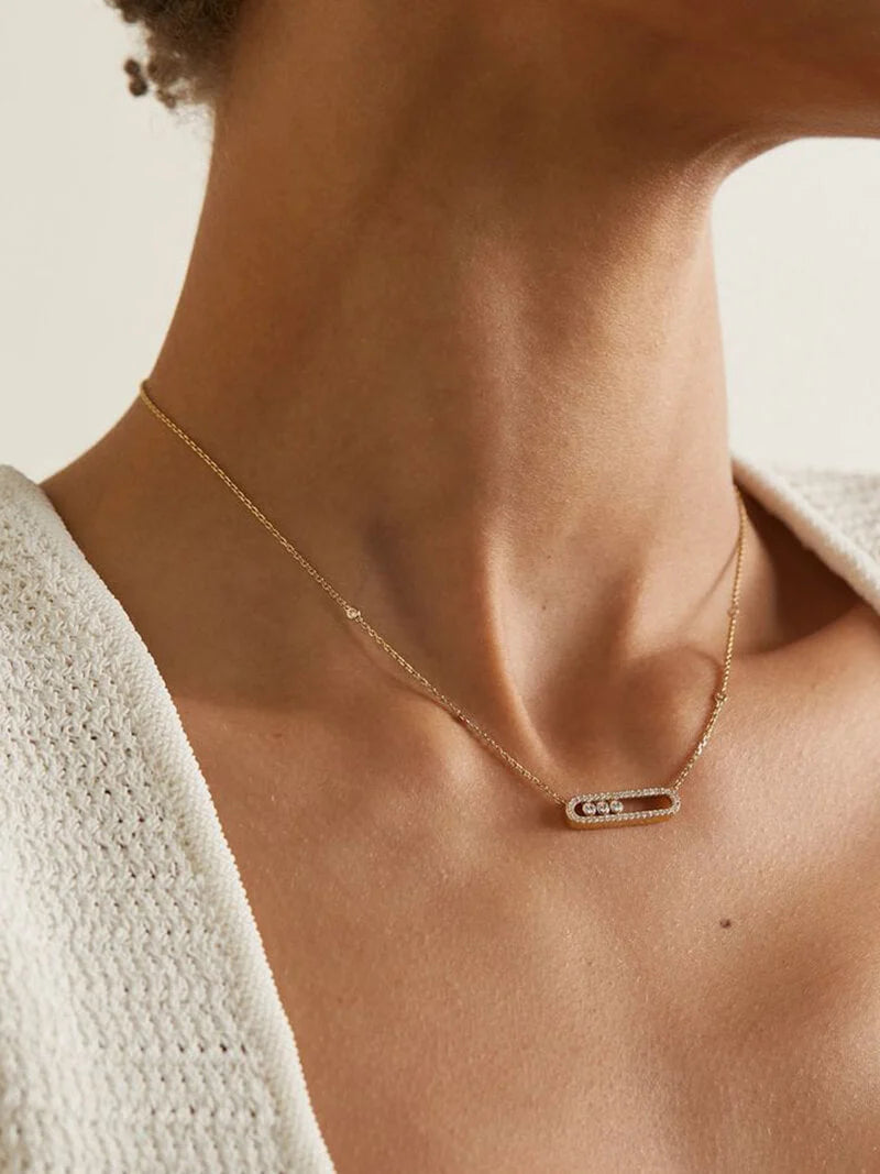 Necklace Three Moving Diamonds Adjustable Length