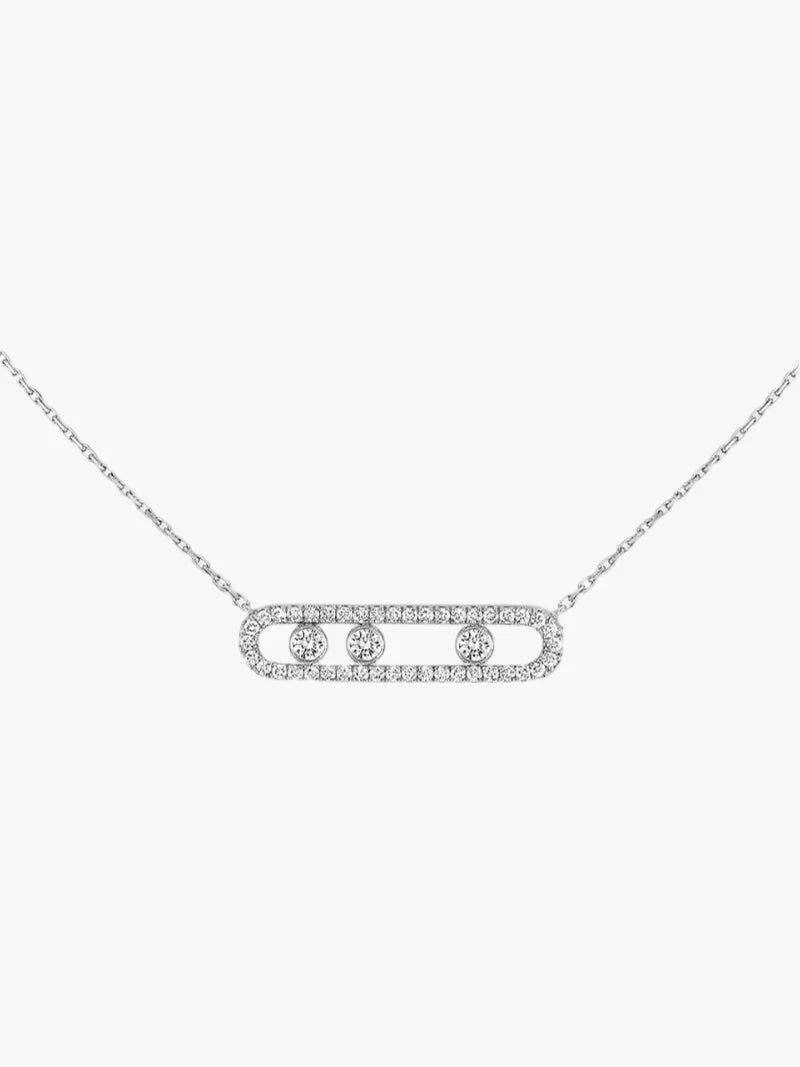 Necklace Three Moving Diamonds Adjustable Length