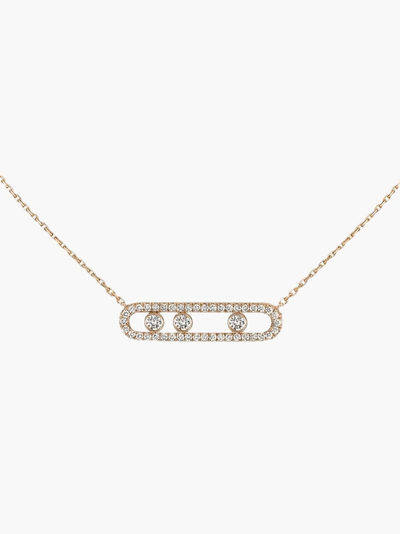 Necklace Three Moving Diamonds Adjustable Length