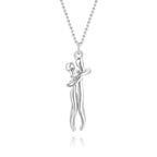 Necklace Two-Figure Embrace Hypoallergenic Steel Adjustable Length