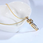Necklace Two-Figure Embrace Hypoallergenic Steel Adjustable Length