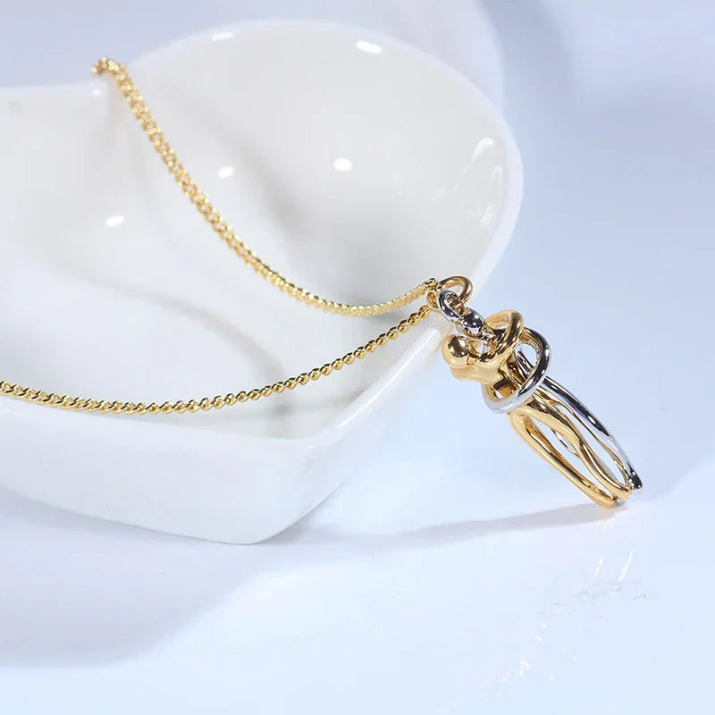 Necklace Two-Figure Embrace Hypoallergenic Steel Adjustable Length