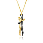 Necklace Two-Figure Embrace Hypoallergenic Steel Adjustable Length