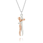 Necklace Two-Figure Embrace Hypoallergenic Steel Adjustable Length