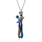 Necklace Two-Figure Embrace Hypoallergenic Steel Adjustable Length