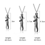 Necklace Two-Figure Embrace Hypoallergenic Steel Adjustable Length