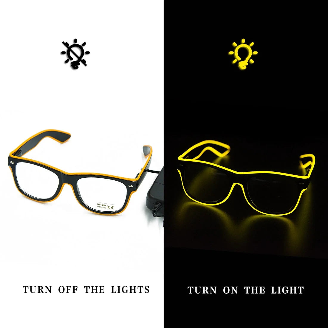 Neon Glasses Rechargeable LED USB Charging Three Modes