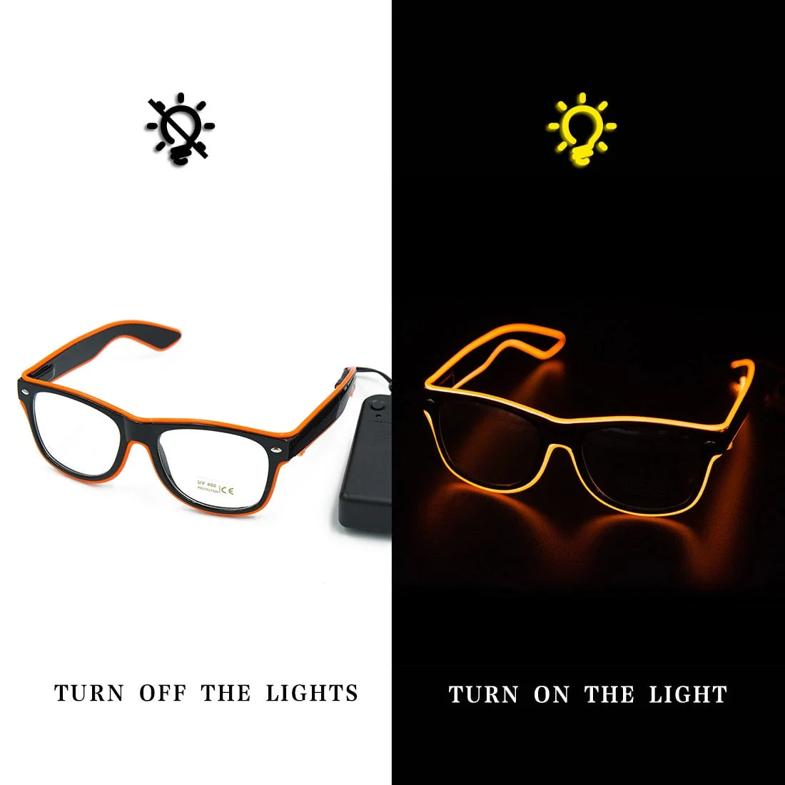Neon Glasses Rechargeable LED USB Charging Three Modes