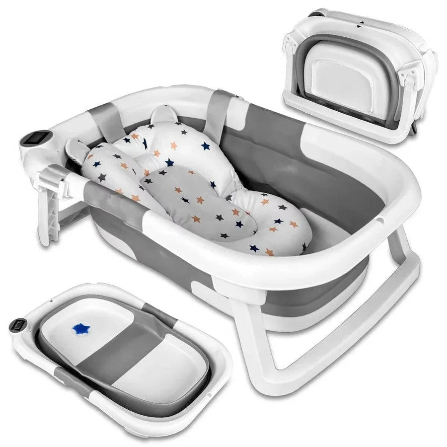 Newborn Bath Tub Foldable Temperature Alert Cushioned Mat