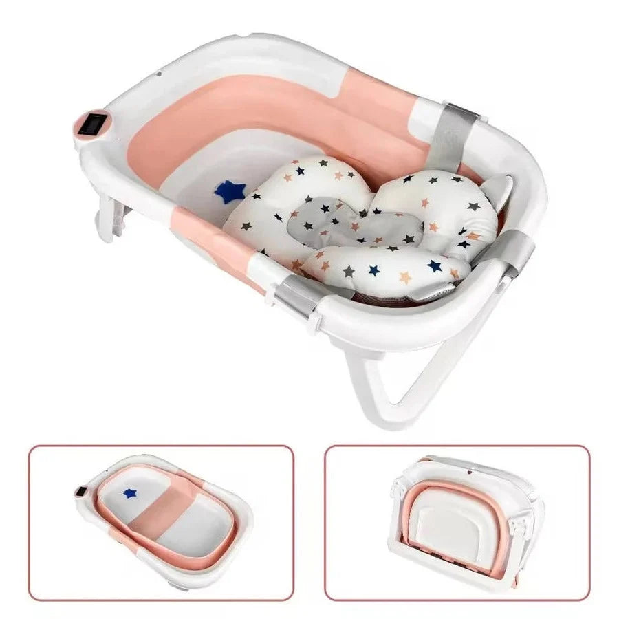 Newborn Bath Tub Foldable Temperature Alert Cushioned Mat