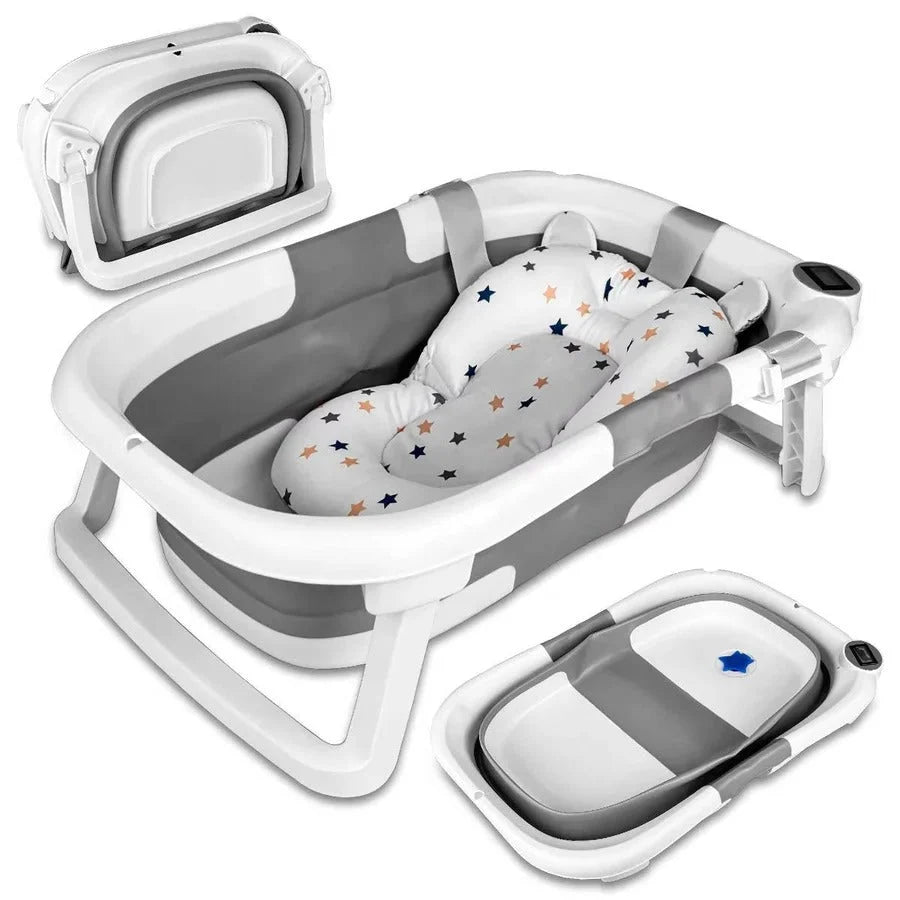 Newborn Bath Tub Foldable Temperature Alert Cushioned Mat