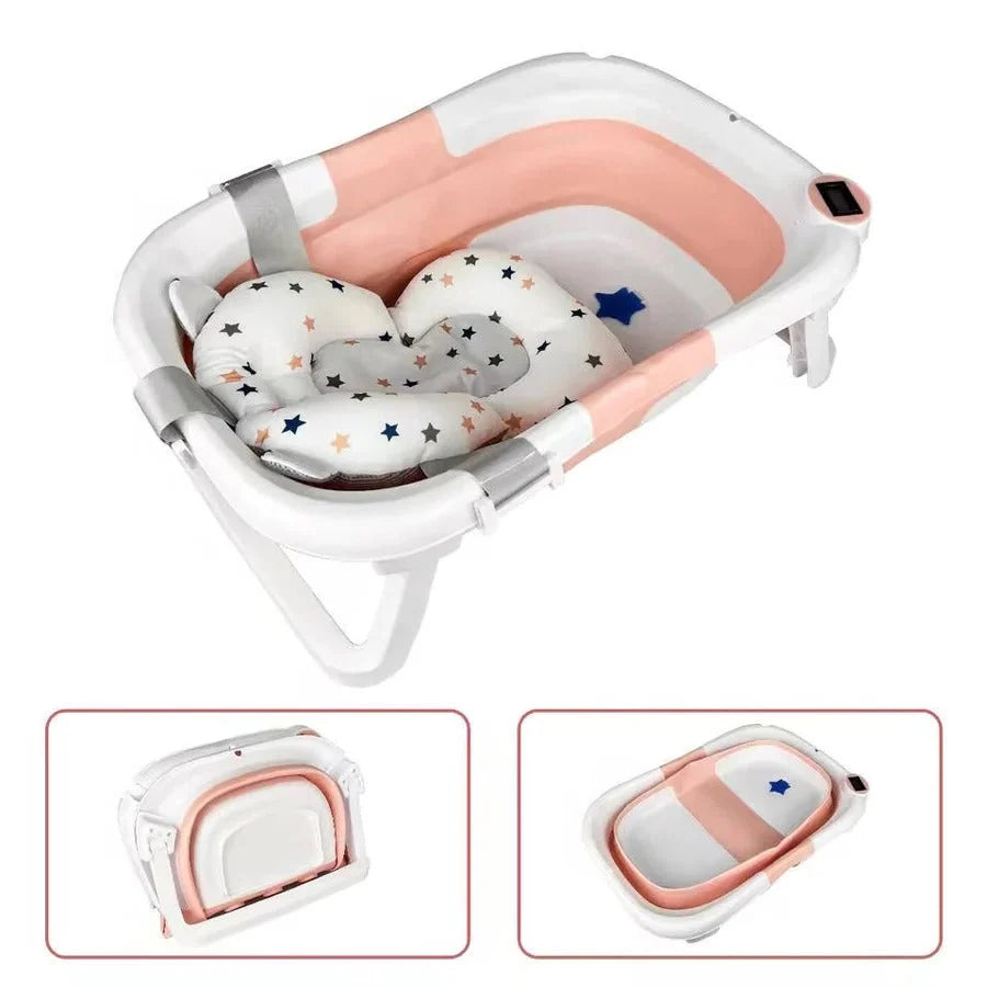 Newborn Bath Tub Foldable Temperature Alert Cushioned Mat