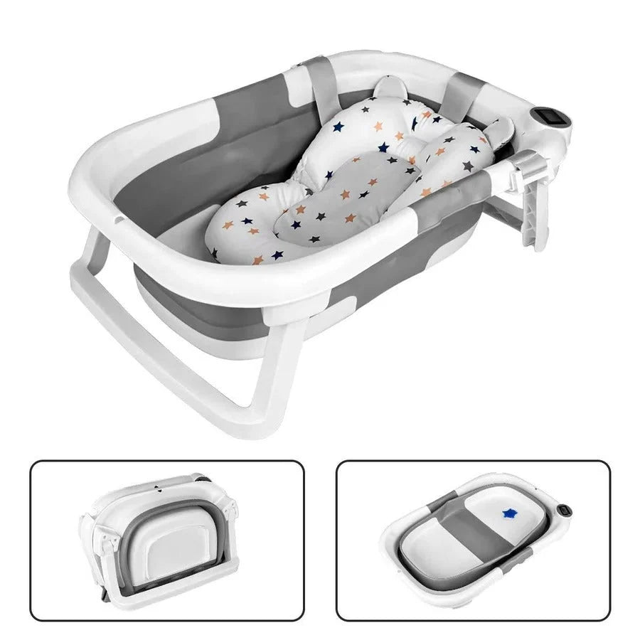 Newborn Bath Tub Foldable Temperature Alert Cushioned Mat