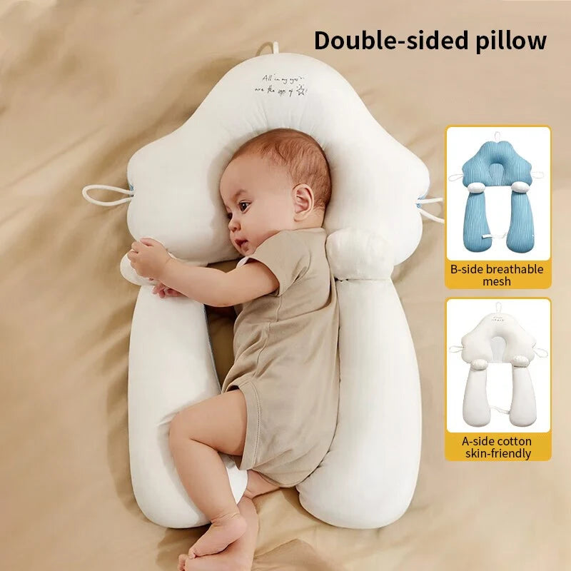 Newborn Cradle Pillow Ergonomic Head Support Breathable Cotton