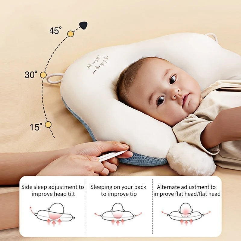 Newborn Cradle Pillow Ergonomic Head Support Breathable Cotton