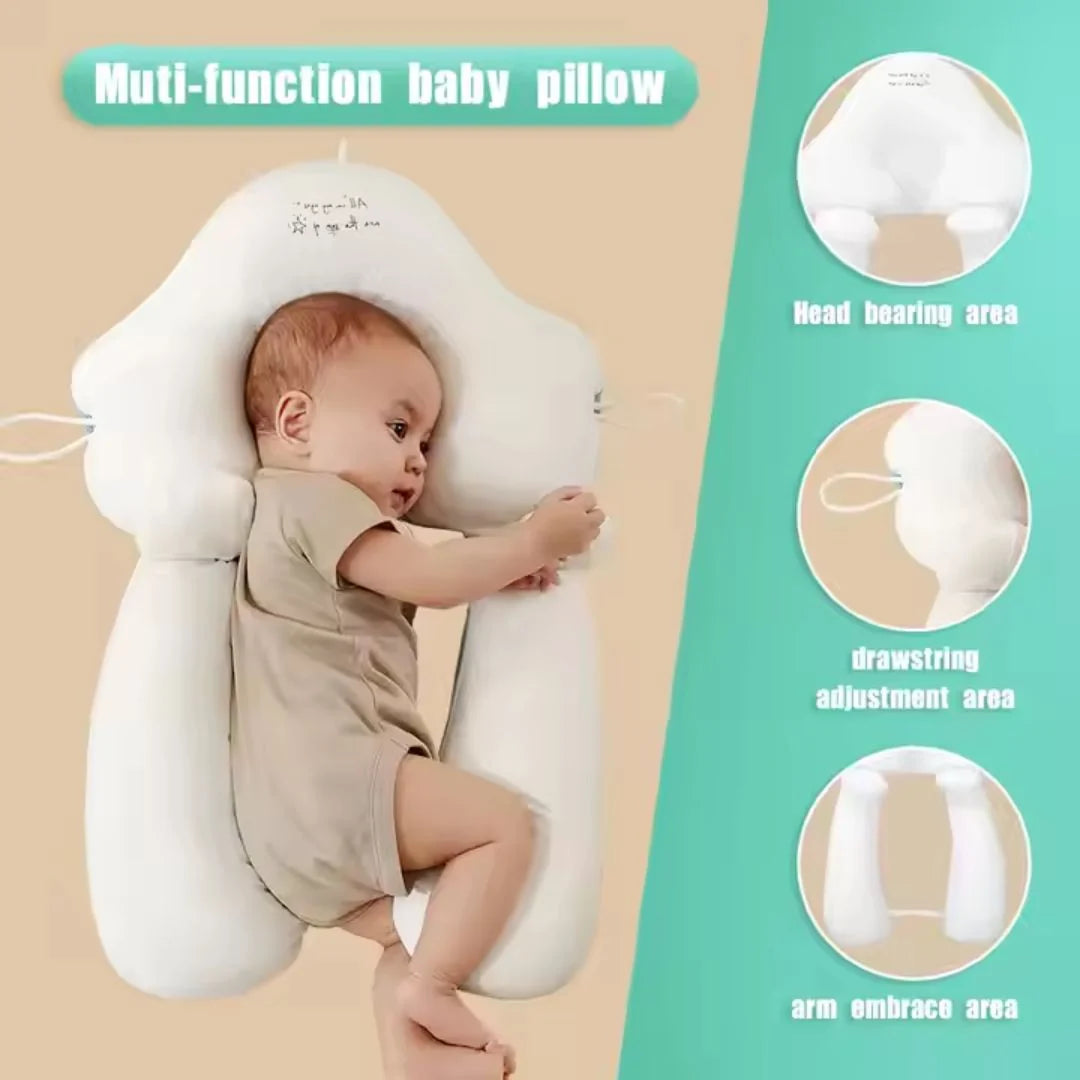 Newborn Cradle Pillow Ergonomic Head Support Breathable Cotton