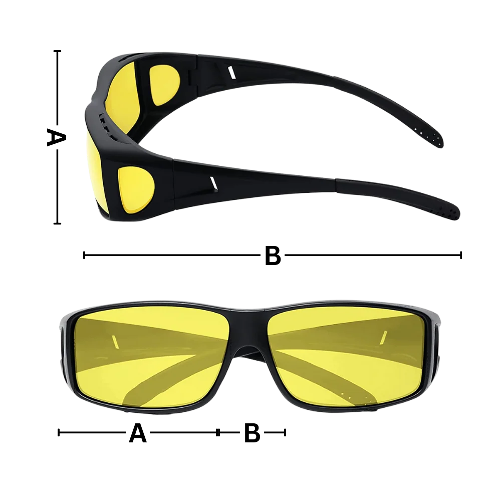 Night Driving Glasses Polarized Anti-Glare Fit-Over Frame Yellow Tint