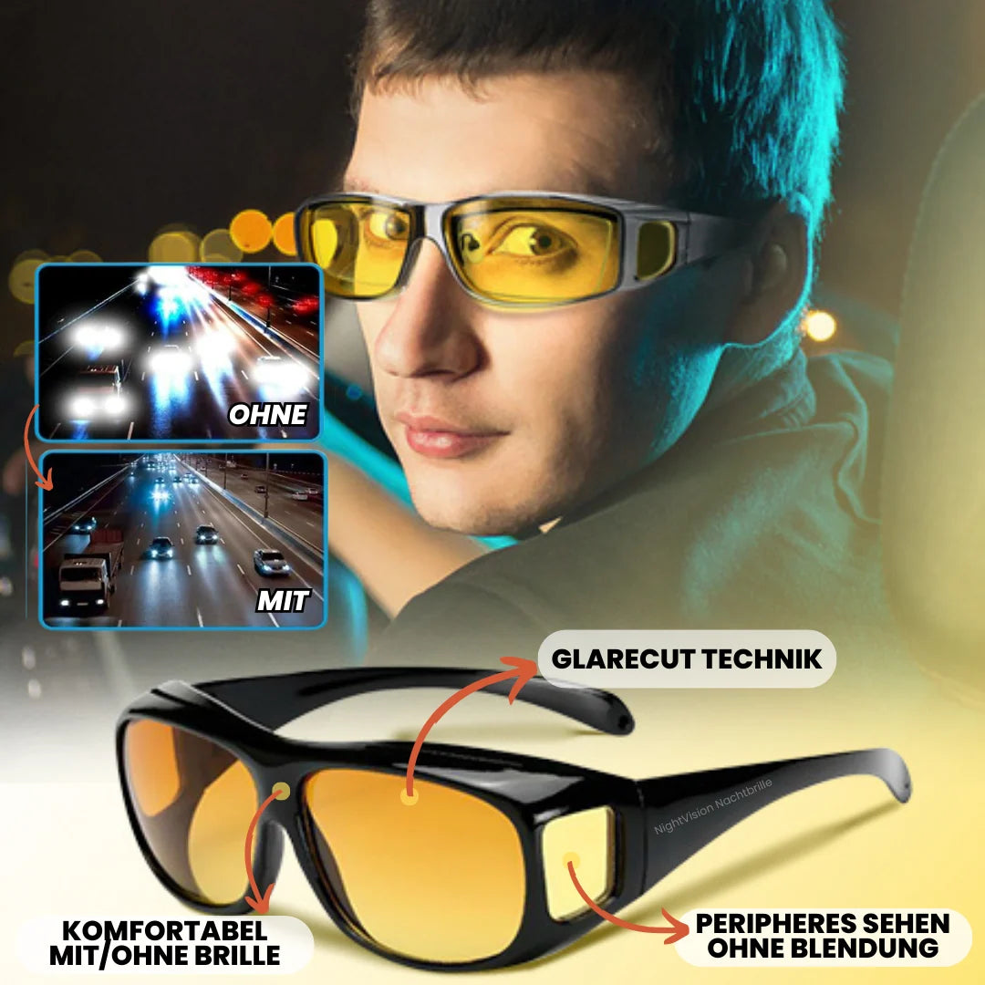 Night Driving Glasses Yellow Anti-Glare Over-Glasses Fit