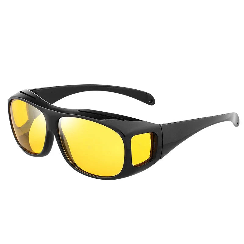 Night Driving Glasses Yellow HD Anti-Glare Over-Glasses Fit