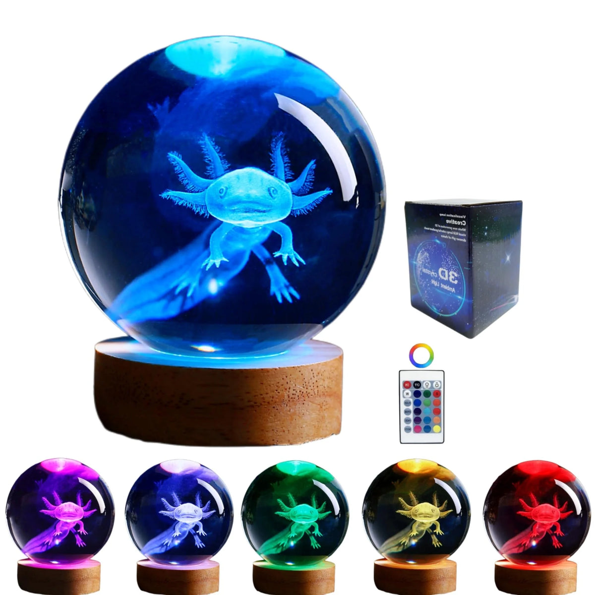 Night Light 3D Laser-Etched Optical Crystal Wooden LED Base