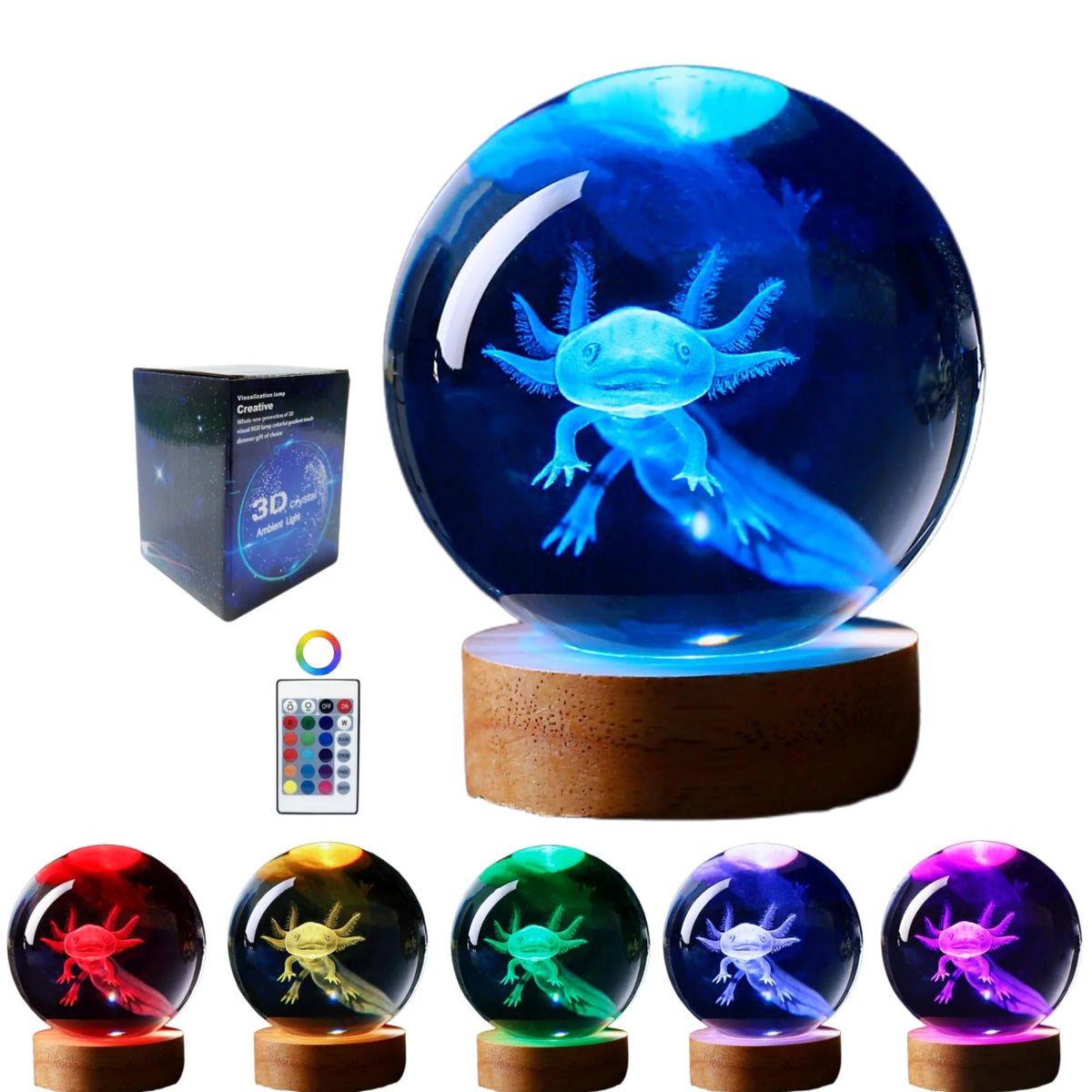Night Light 3D Laser-Etched Optical Crystal Wooden LED Base