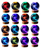 Night Light 3D Laser-Etched Optical Crystal Wooden LED Base