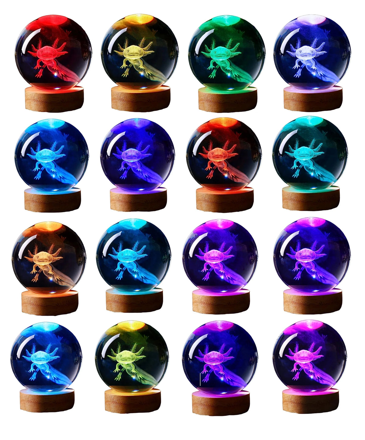 Night Light 3D Laser-Etched Optical Crystal Wooden LED Base