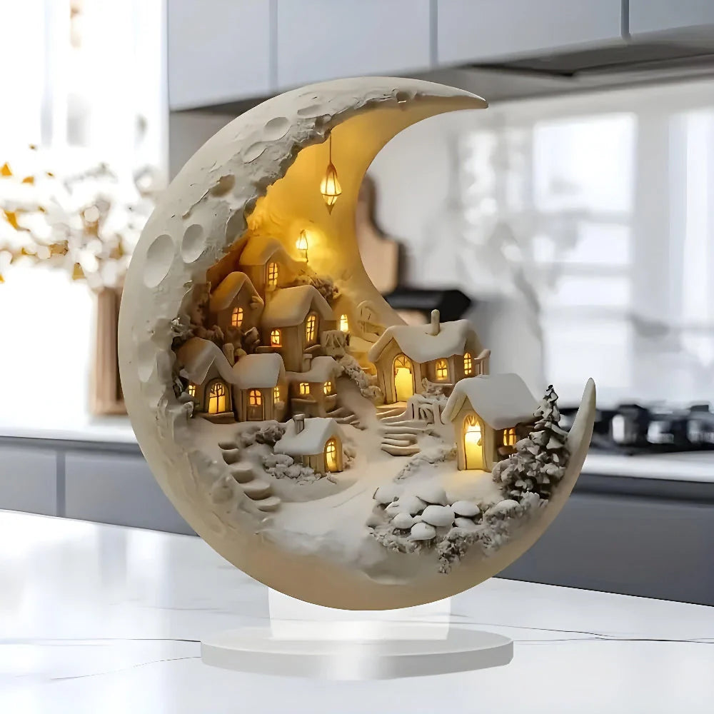 Night Light Acrylic Crescent Moon Scene