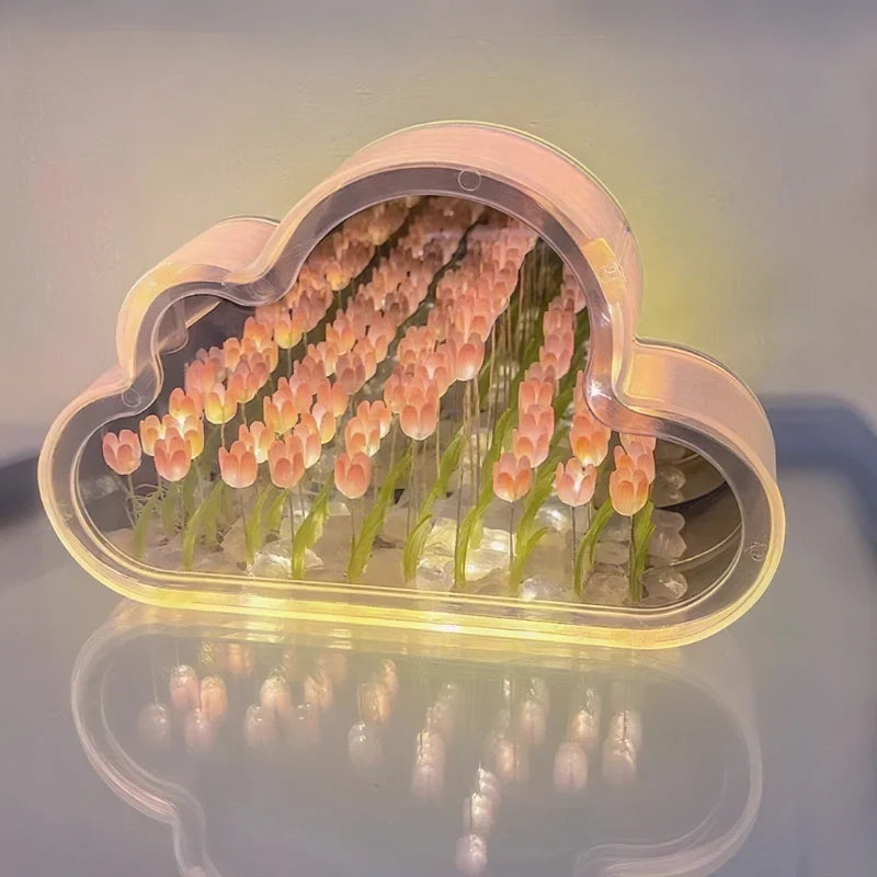 Night Light Cloud-Shaped Cordless 20 Glowing Tulips