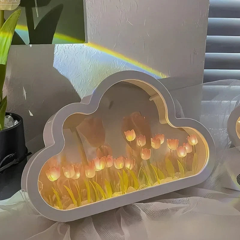 Night Light Cloud-Shaped Cordless 20 Glowing Tulips