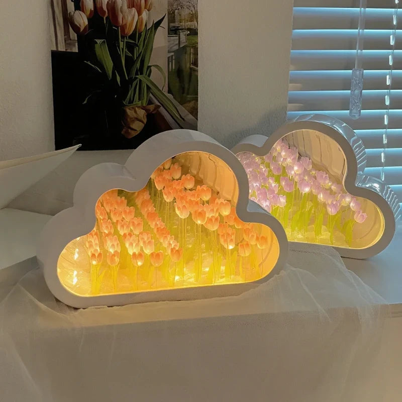 Night Light Cloud-Shaped Cordless 20 Glowing Tulips