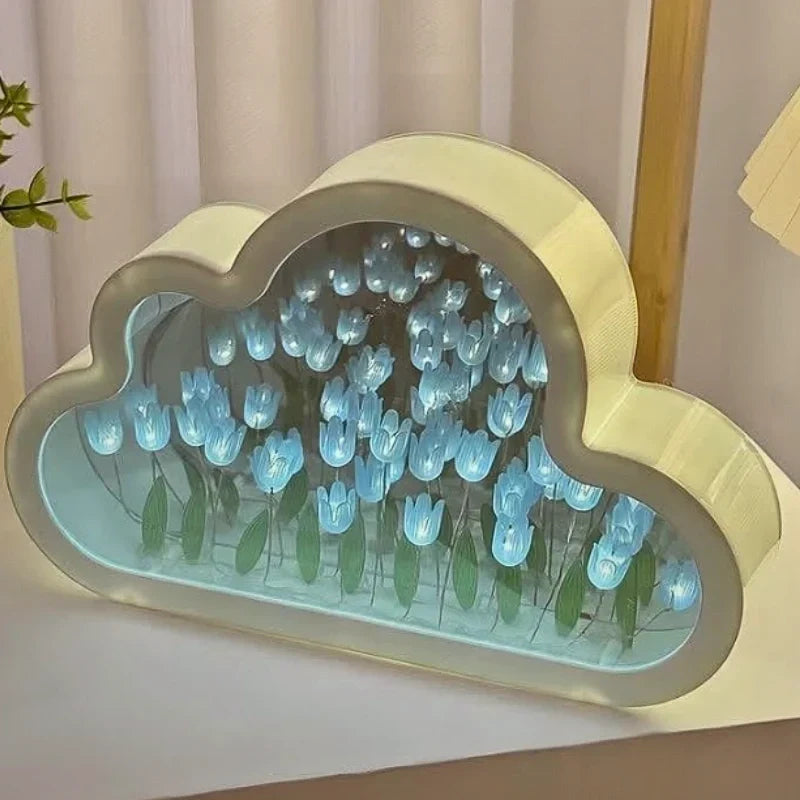 Night Light Cloud-Shaped Cordless 20 Glowing Tulips
