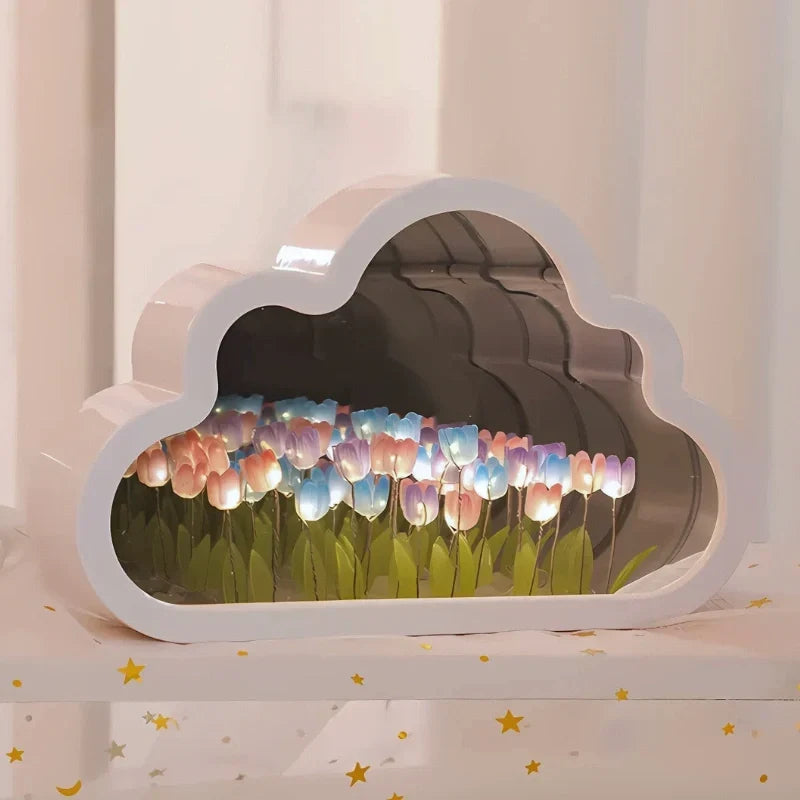 Night Light Cloud-Shaped Cordless 20 Glowing Tulips
