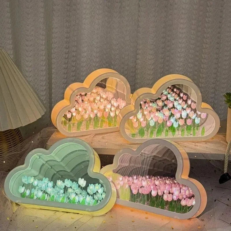 Night Light Cloud-Shaped Cordless 20 Glowing Tulips