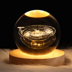 Night Light Crystal Glass Globe Wooden Stand USB Rechargeable