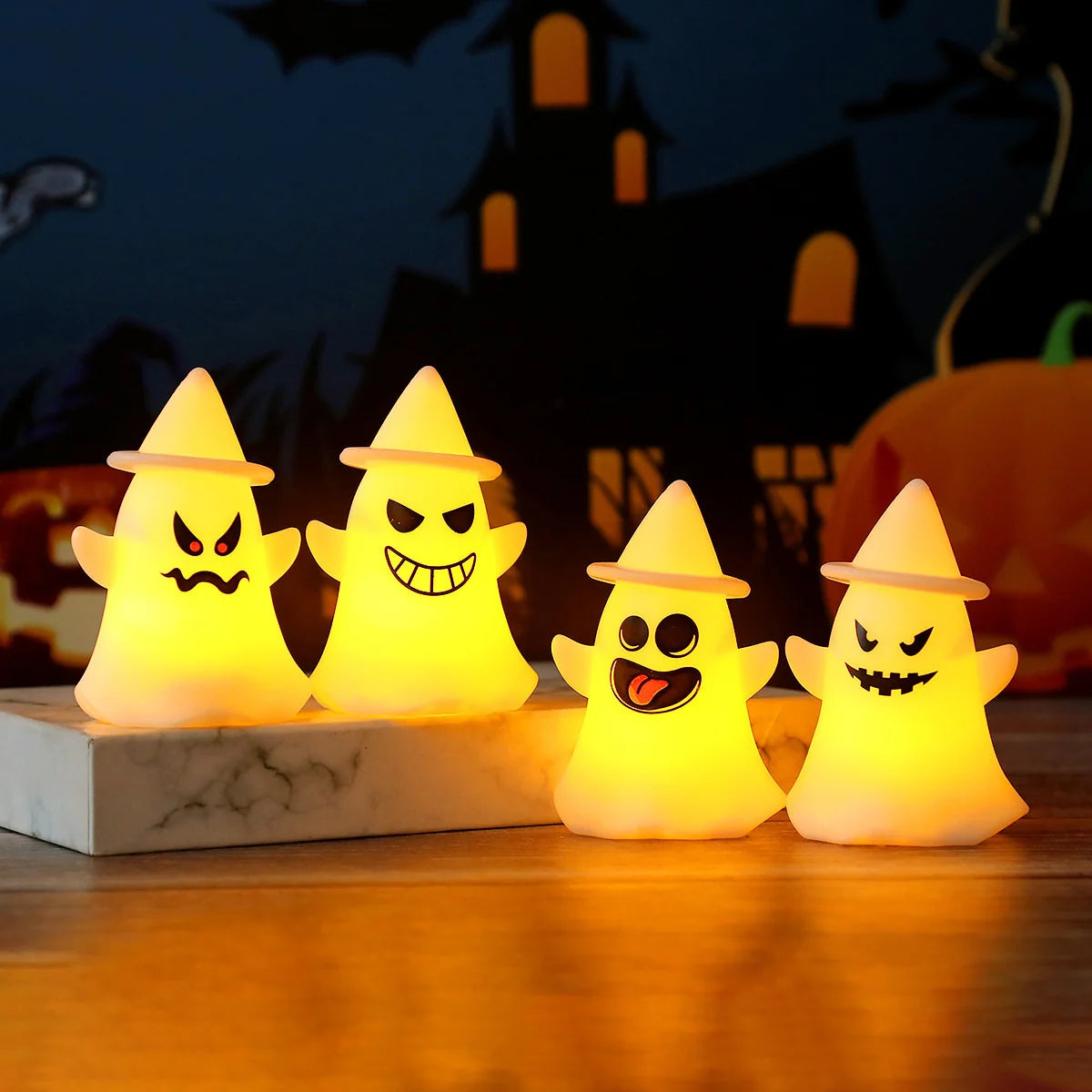 Night Light Ghost Hat Design Warm White LED