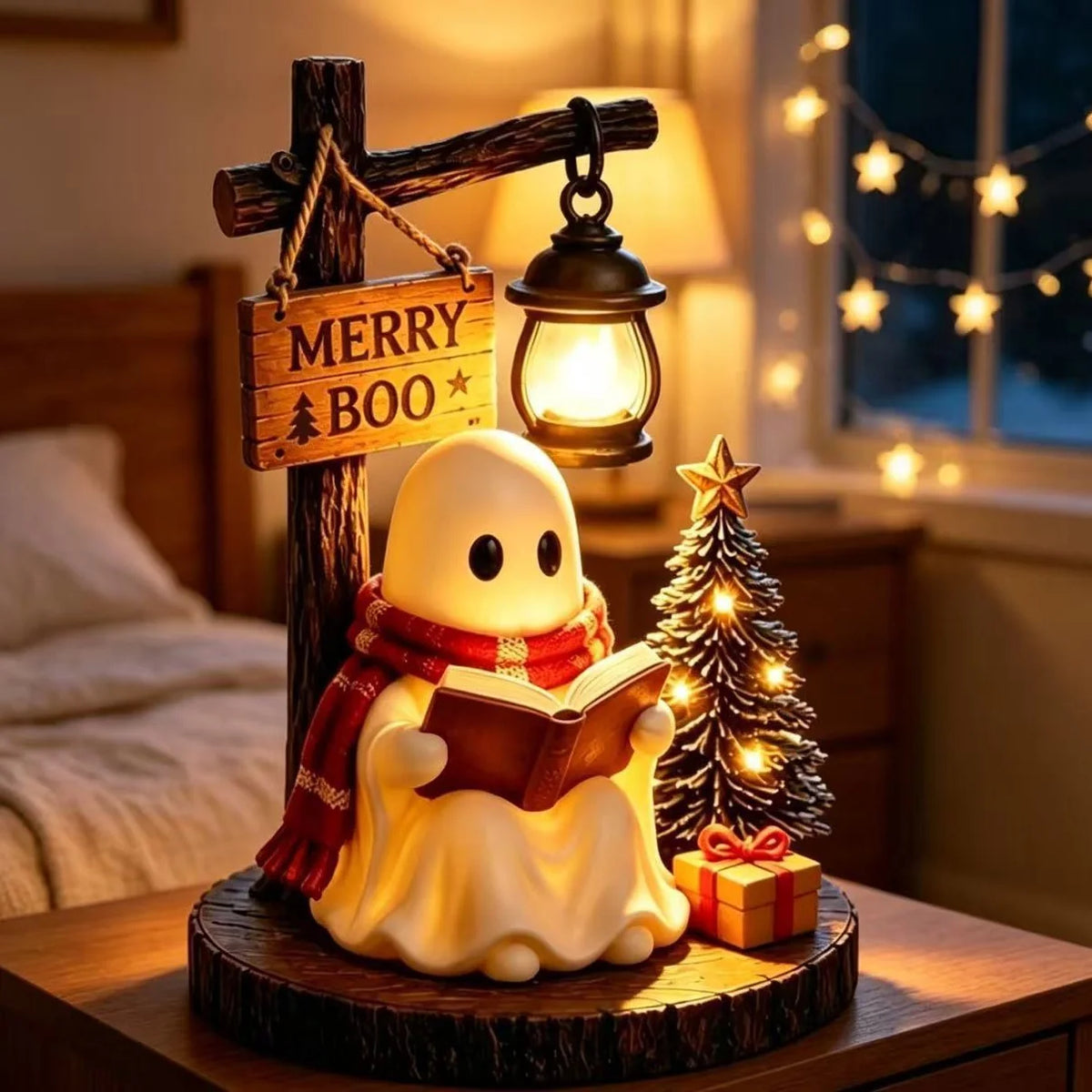 Night Light Ghost Reading Polyresin Cordless Warm Lantern