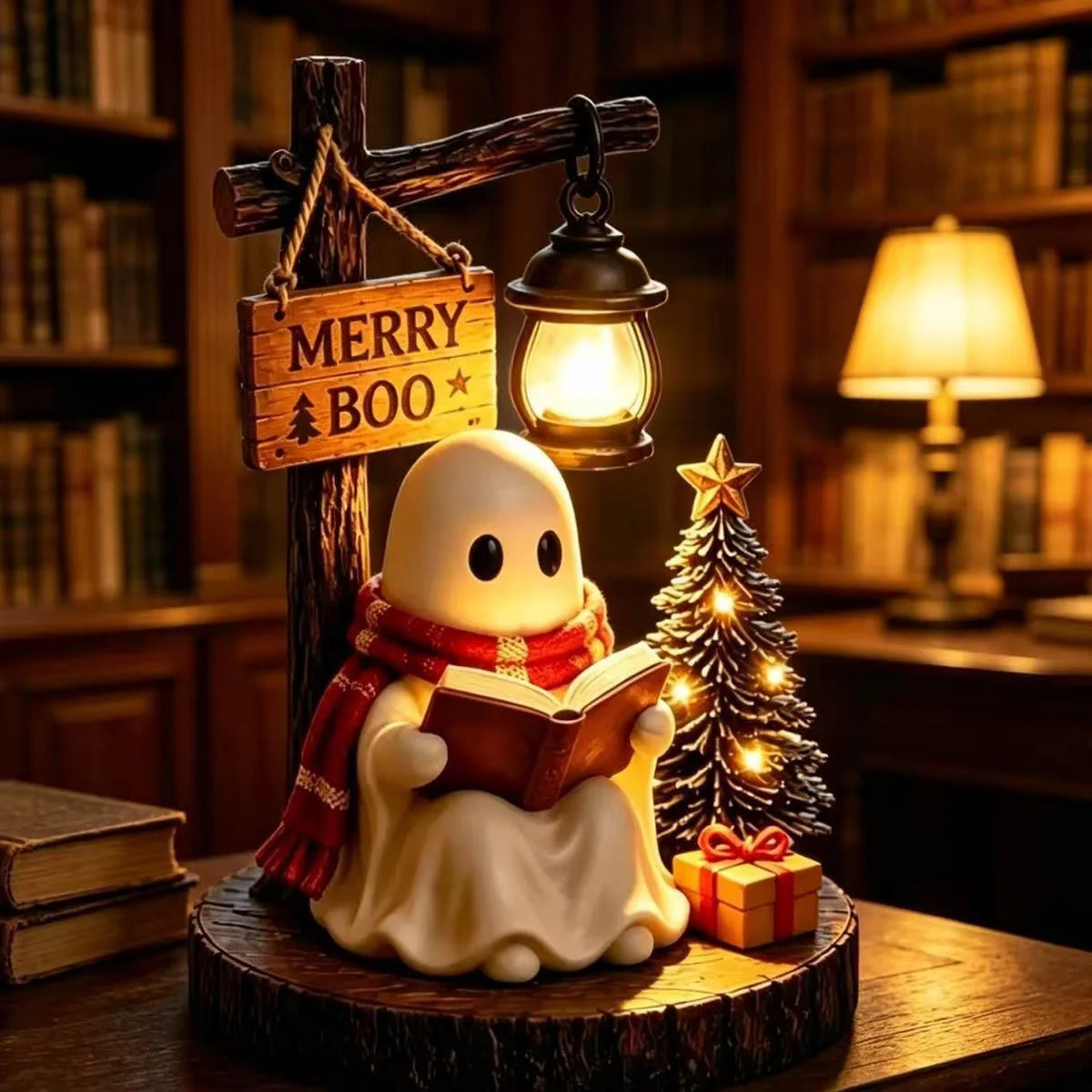 Night Light Ghost Reading Polyresin Cordless Warm Lantern