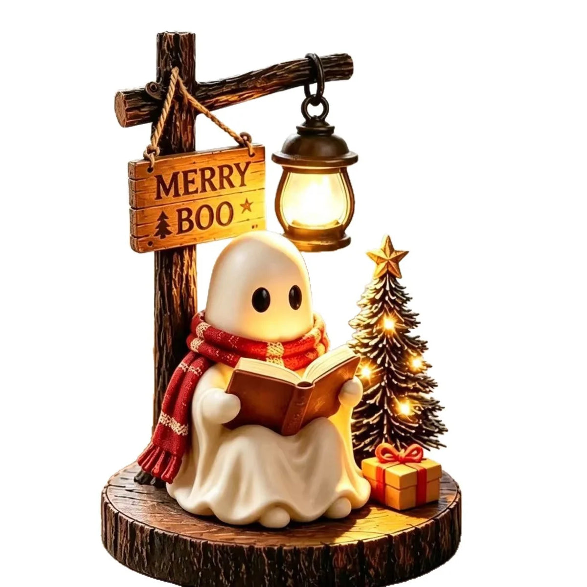 Night Light Ghost Reading Polyresin Cordless Warm Lantern