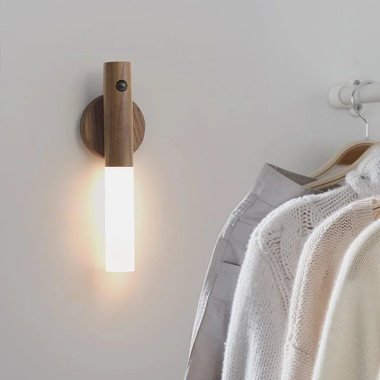 Night Light Motion-Activated USB Rechargeable Warm Wood Finish