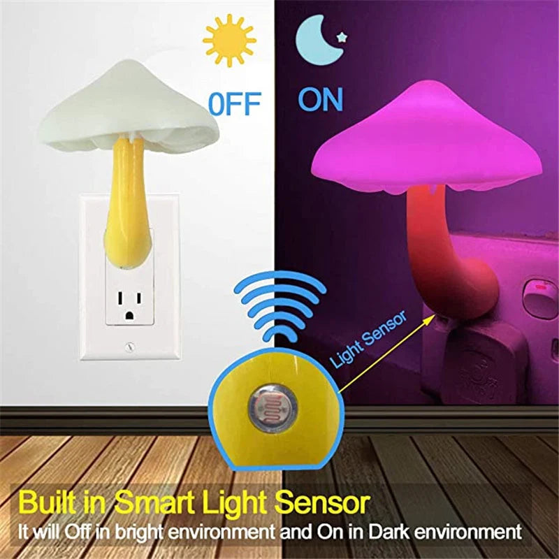 Night Light Mushroom LED Auto Sensor Warm Glow