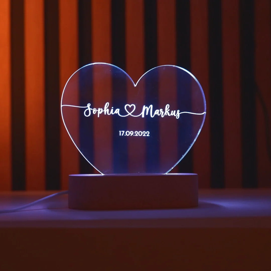 Night Light Personalized Engraved LED Acrylic & Wood
