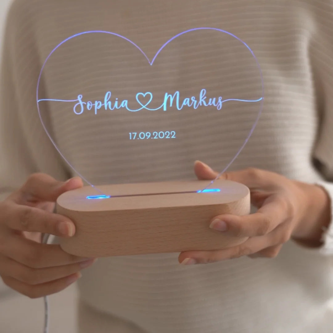 Night Light Personalized Engraved LED Acrylic & Wood