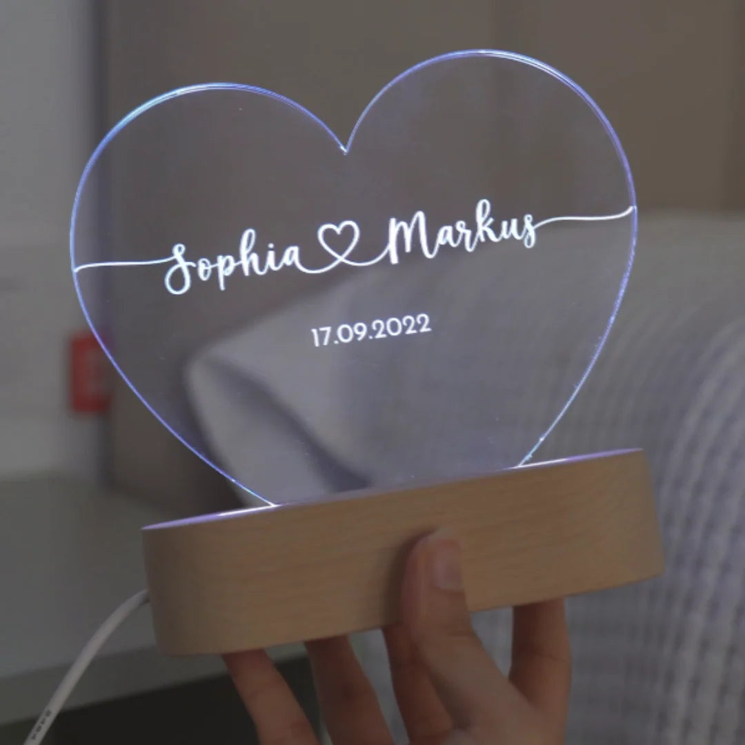 Night Light Personalized Engraved LED Acrylic & Wood