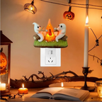 Night Light Plug-In Warm Flickering LED Campfire Ghosts