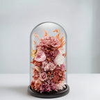 Night Light Preserved Flowers Glass Dome Battery-Powered