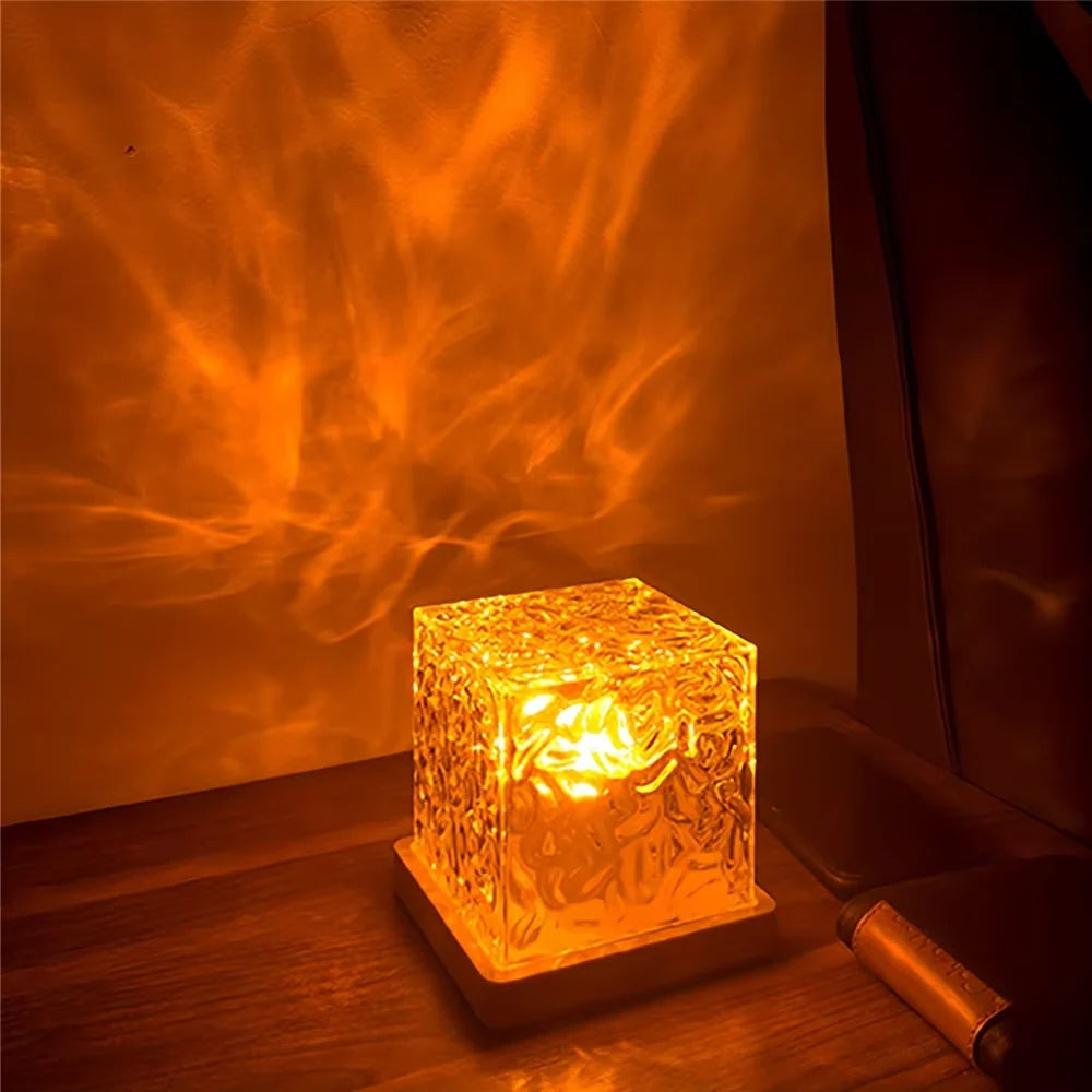 Night Light Projector Water Wave Effect Remote Control
